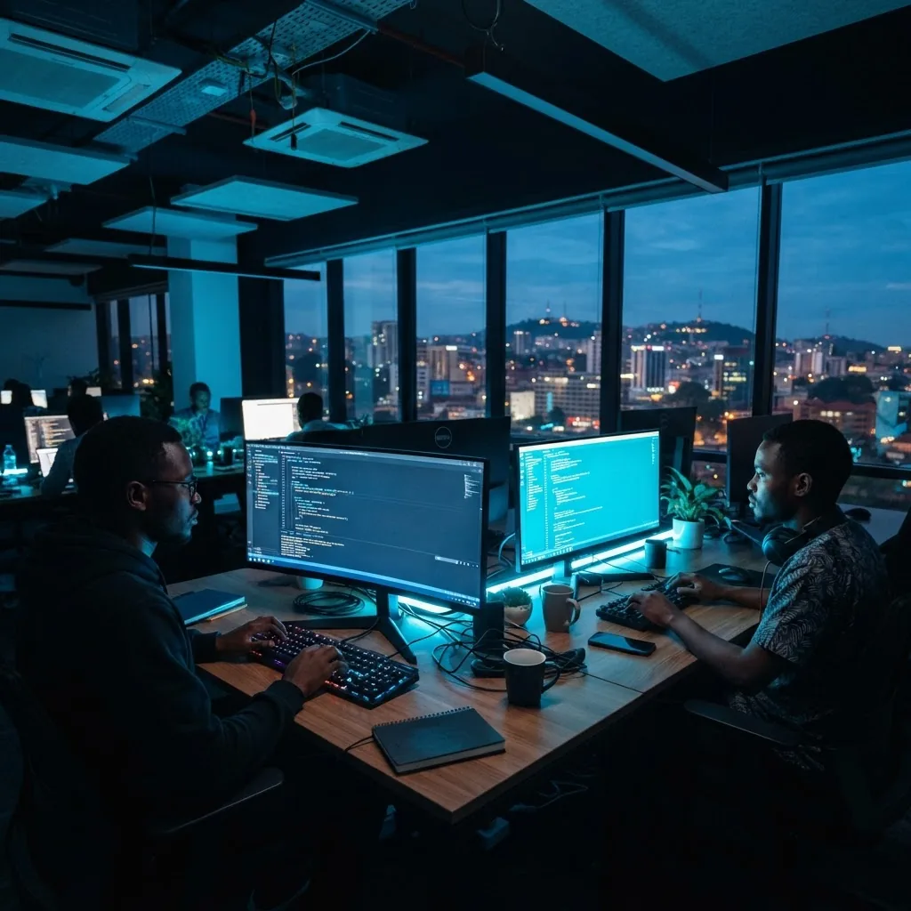 DeryCode engineers at work in the Kampala office